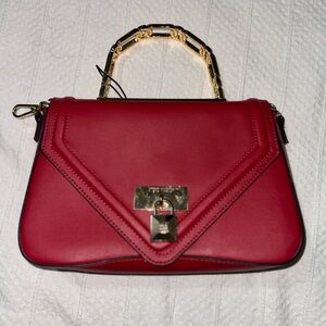 Steve Madden Red Satchel with Gold Hardware